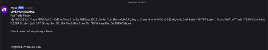 pair trading signals