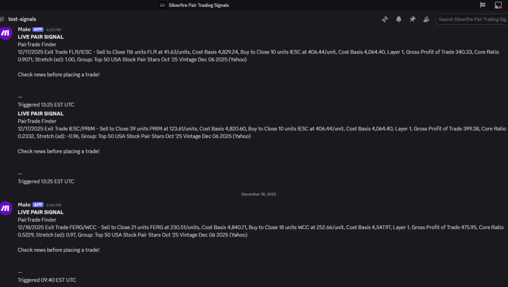 stock pair trading signals